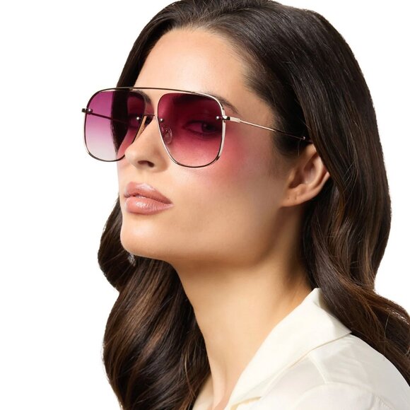 DIFF - Iconica Polarized Cynthia Sunglasses in Gold with Wine Gradient Lenses - Picture 10 of 12